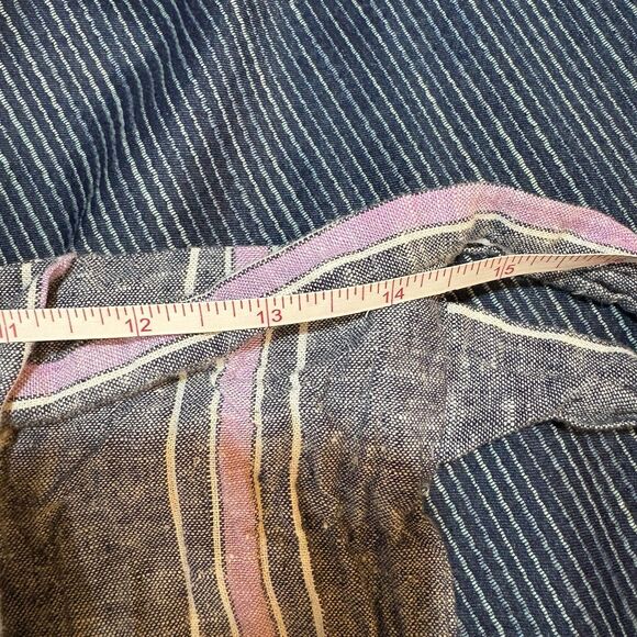 Laundry Shelli Segal Linen Pants Womens M Stripe Boho Resortcore Belt - Picture 7 of 9